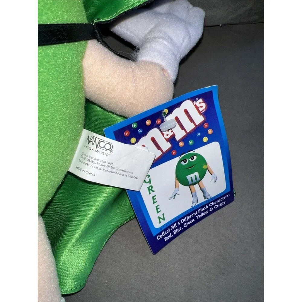 NWT 10” Nanco Green M&M’s Candy Super Hero Plush SATIN CAPE 2001